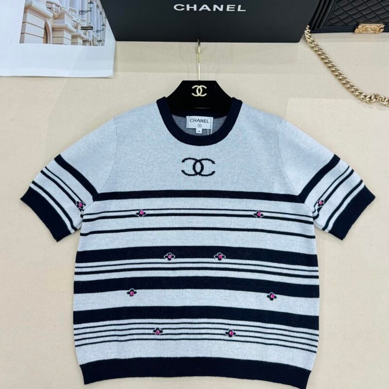 Chanel 2026 Striped Knit Short-Sleeve W6031104