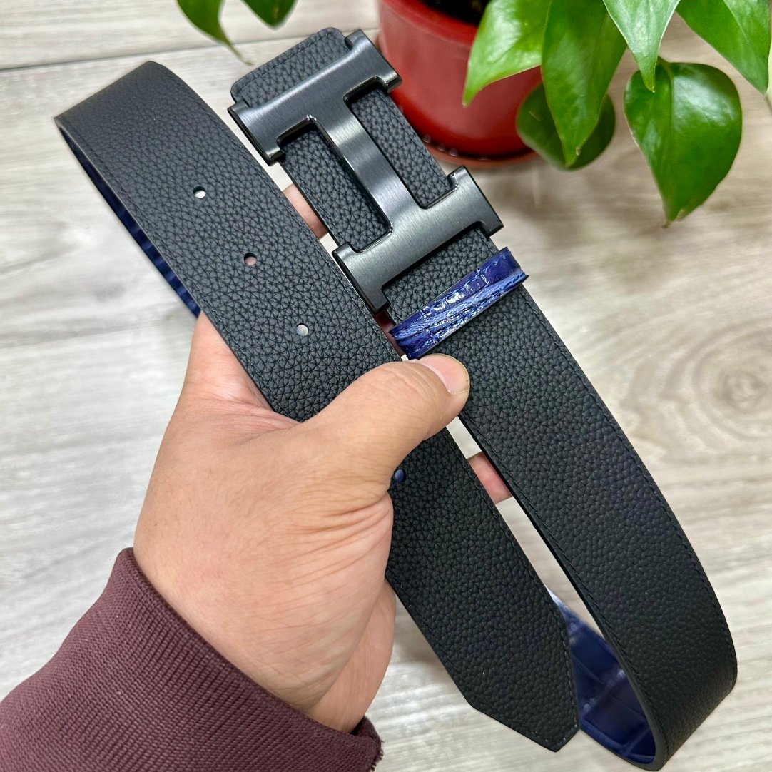 Hermès classic "H" buckle men's belt B6031701 - Image 3