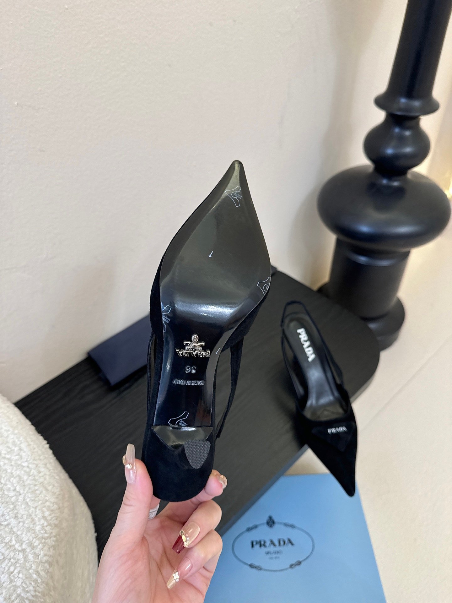 Prada Suede Slingback Pumps B6033004 - Image 9