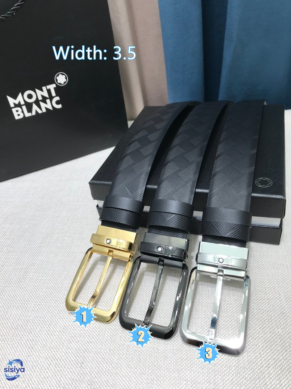 Montblanc M letter pattern embossed double-sided leather belt B6040803