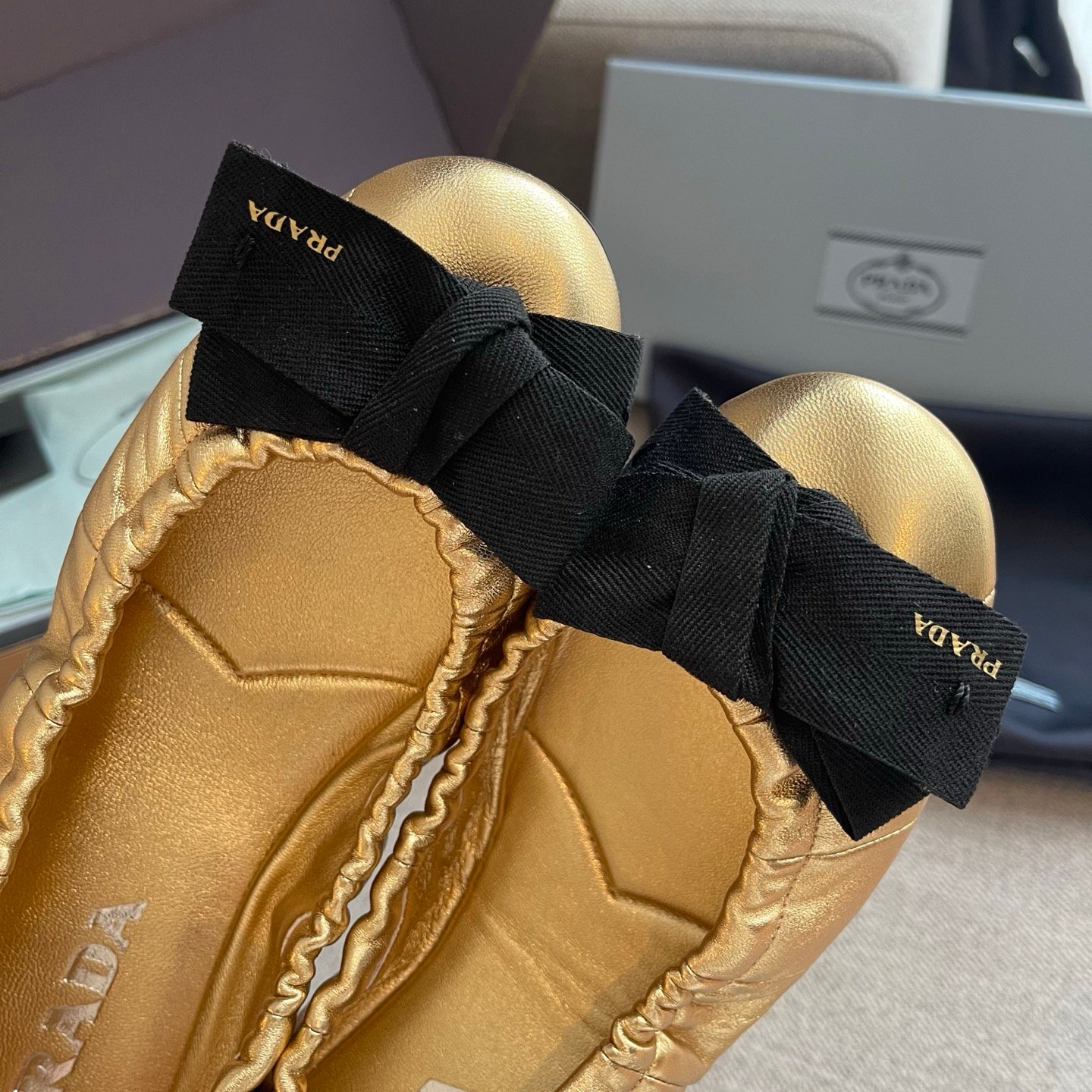 Prada Mordoré Nappa Leather Ballerinas with Bow B6041003 - Image 4