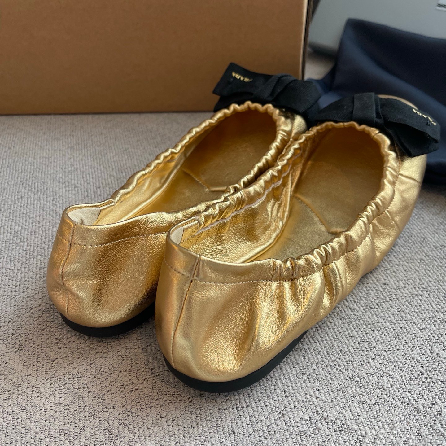 Prada Mordoré Nappa Leather Ballerinas with Bow B6041003 - Image 5