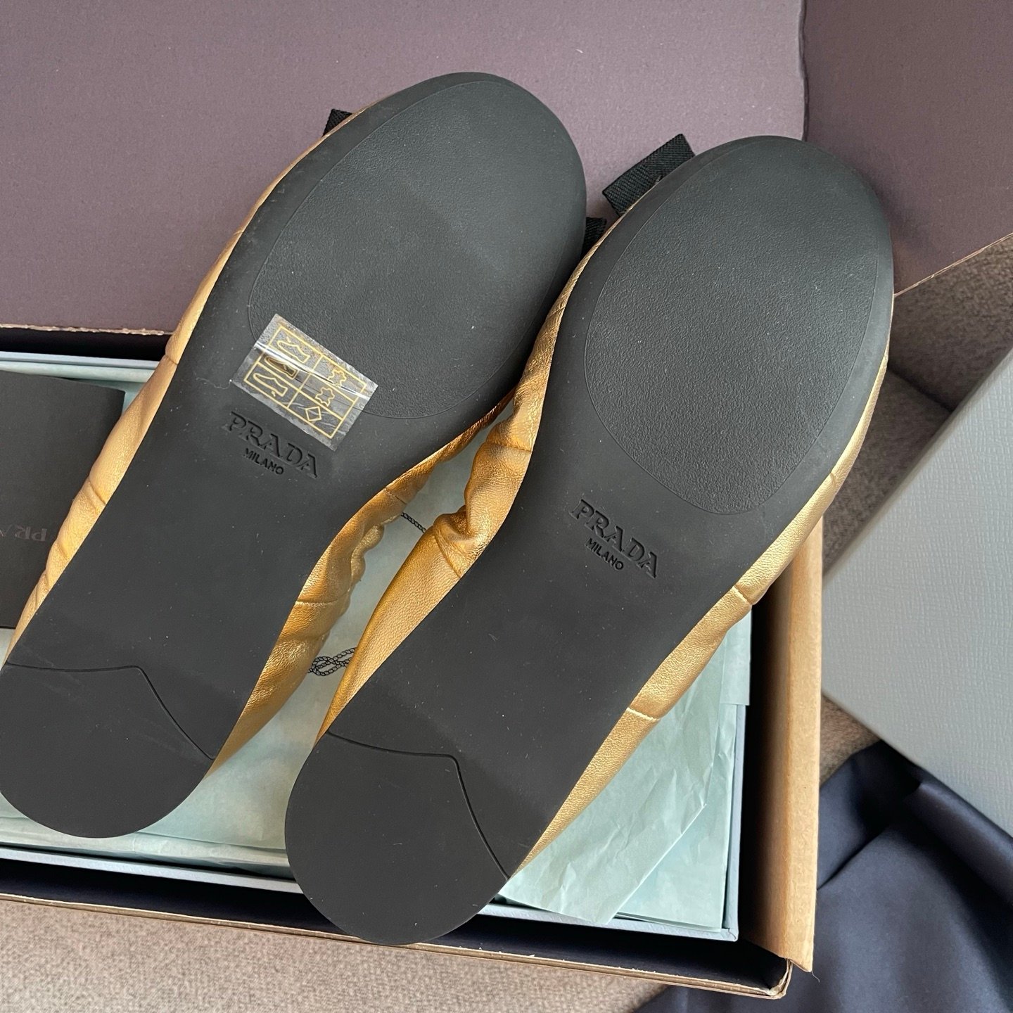 Prada Mordoré Nappa Leather Ballerinas with Bow B6041003 - Image 6