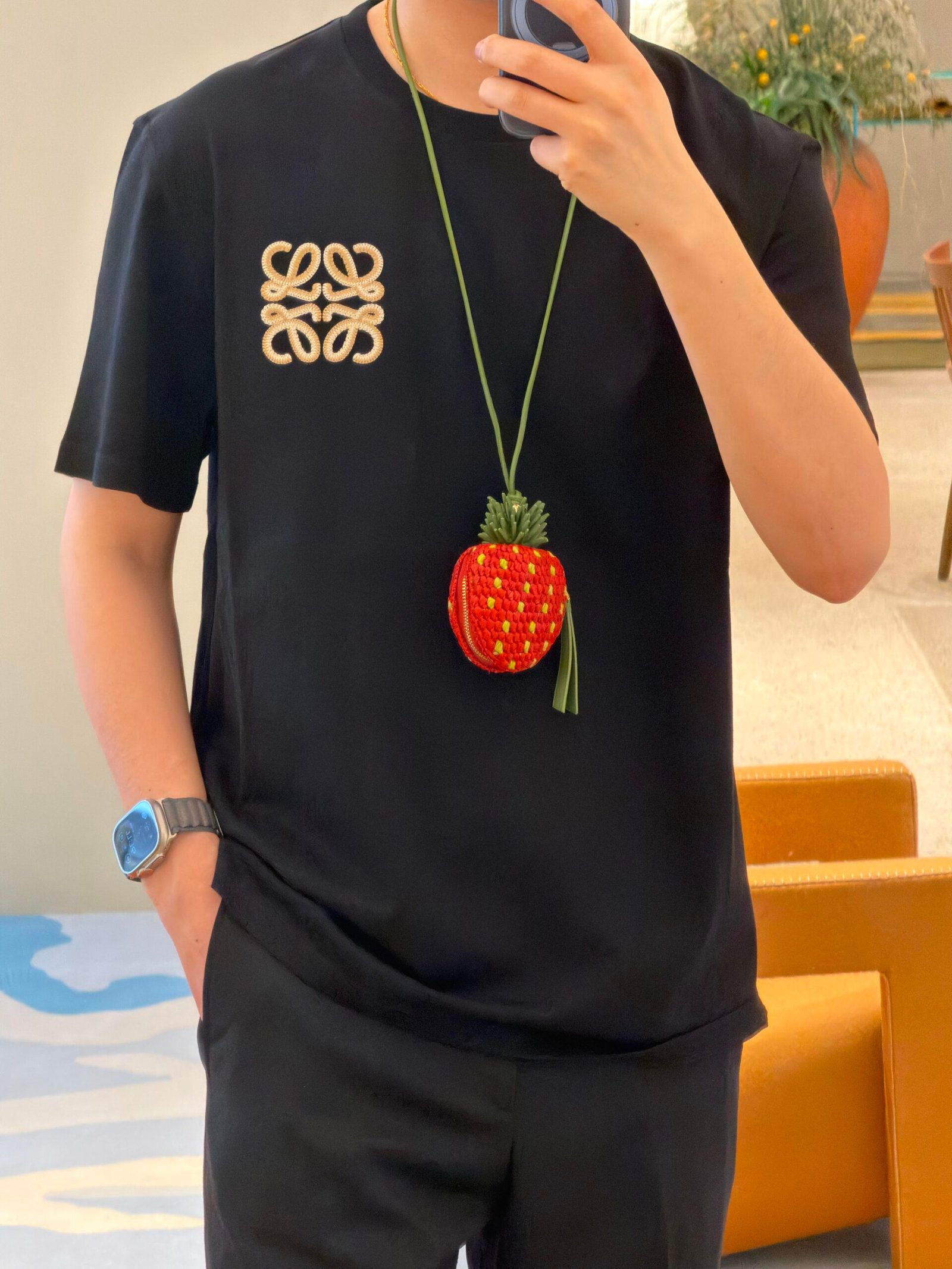 LOE Double Vine Embroidery Round-neck Short-sleeve ShirtM6042201 - Image 4