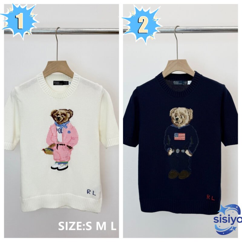 26NEW Lauren Raff Knitted Bear Short Sleeve Shirt W6010405