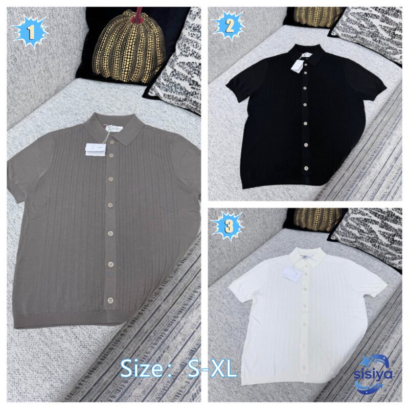 26ss New Cotton T-Shirt Polo Short Sleeve Single Button Knitted ShirtM6041603