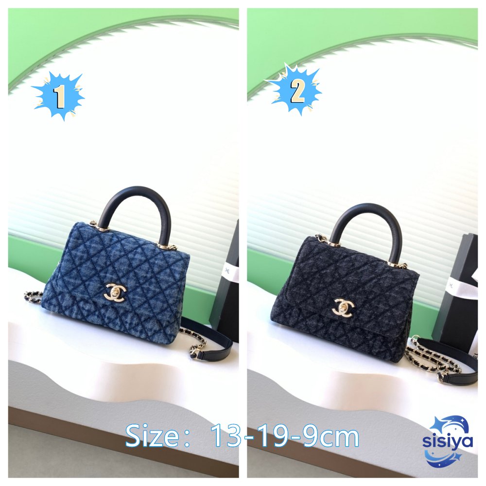 Chanel Coco Handle Denim-pleated Leather Handbag B6040704