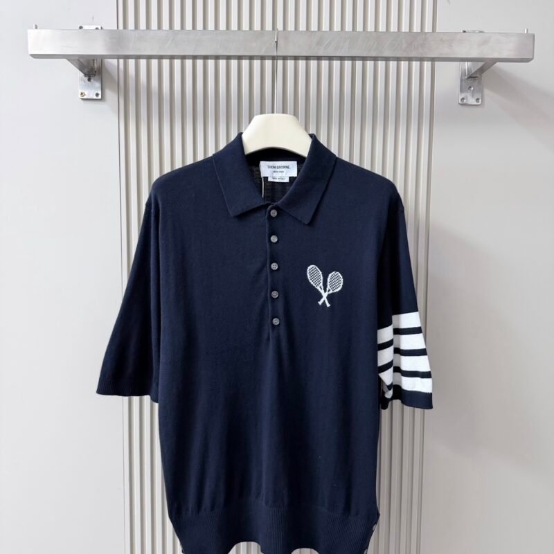 Thom Browne Striped Patchwork Knitted Polo Shirt M6051701
