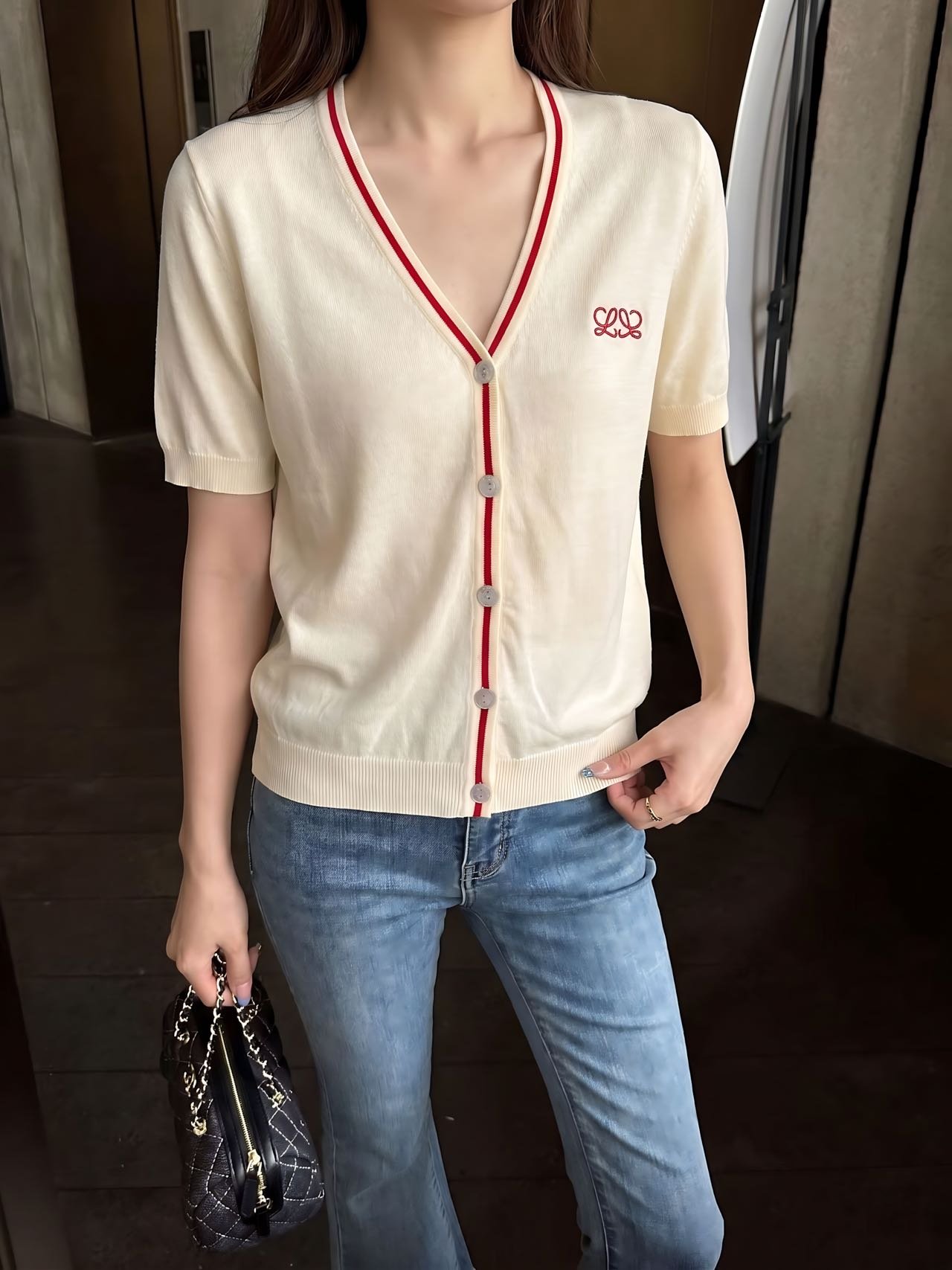 Loewe short-sleeved knitted cardigan W6050404 - Image 4