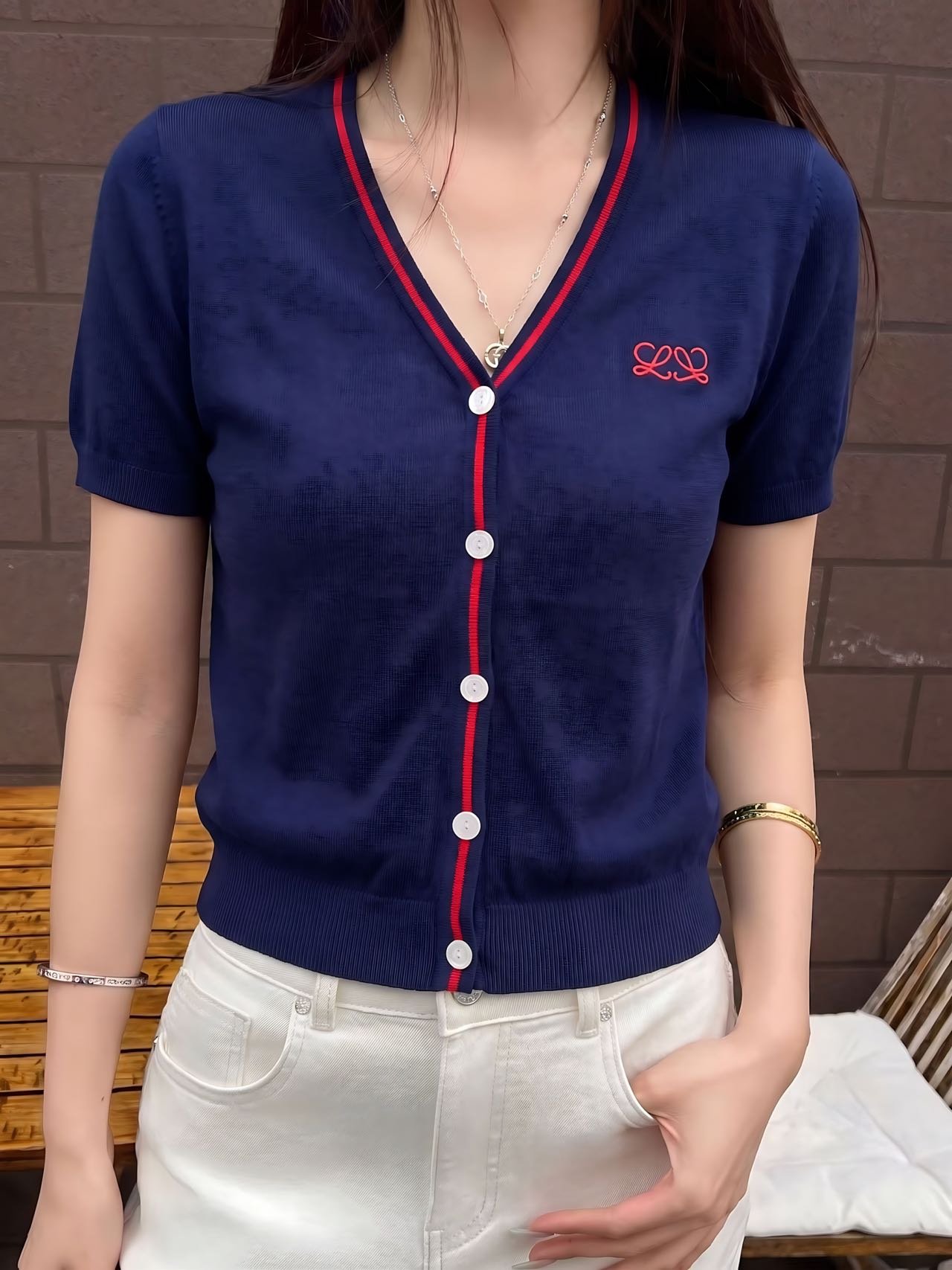 Loewe short-sleeved knitted cardigan W6050404 - Image 7