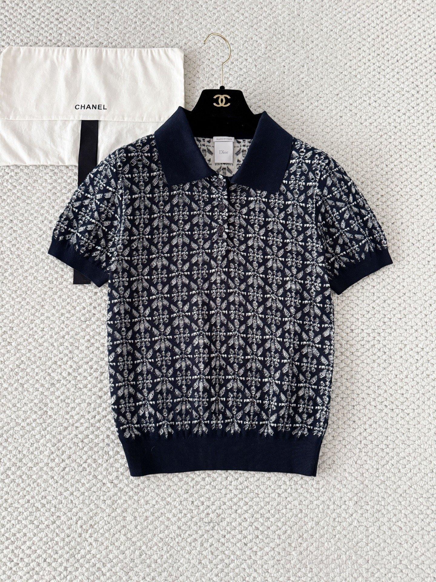 Dioriviera Deep Blue Short-Sleeved Knitted Shirt W6050503