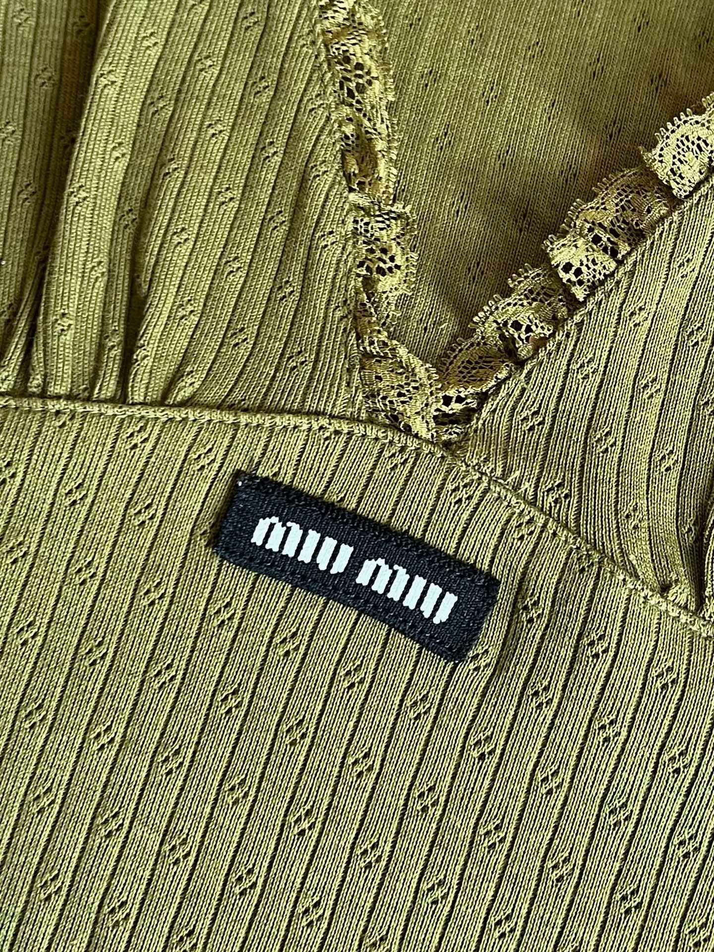 Miu Miu Olive Green Garment-dyed Cotton Mini Dress W6050803 - Image 4