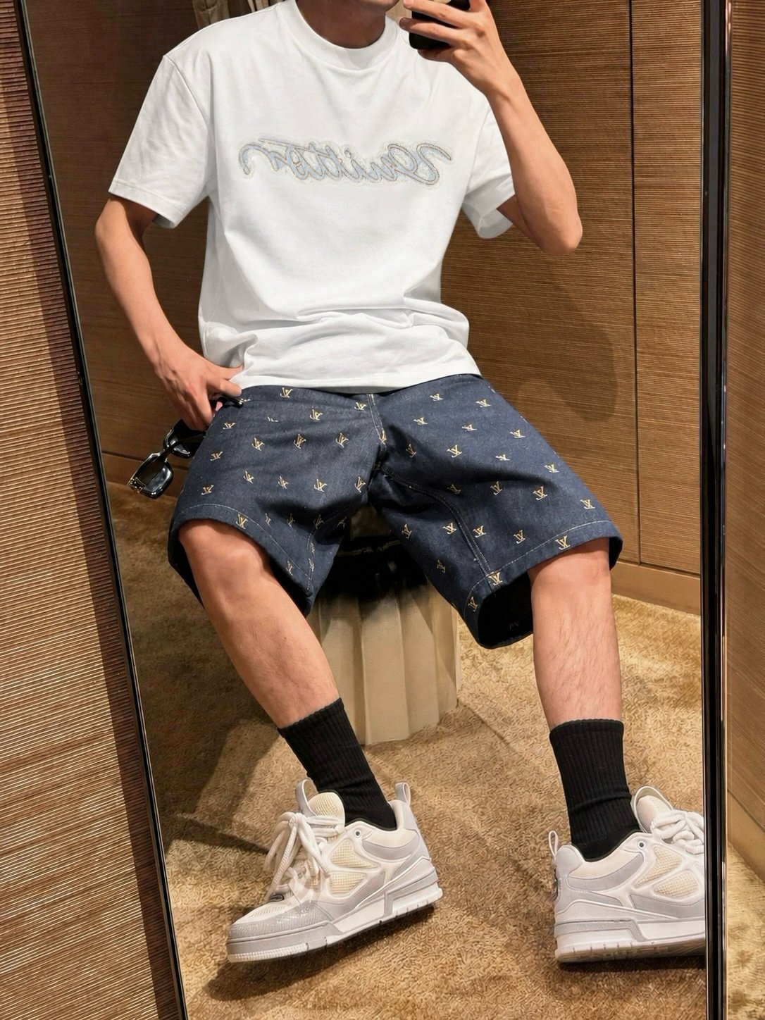 LU Cowboy Patch Embroidered Round-neck Short-sleeve Shirt M6050802 - Image 5