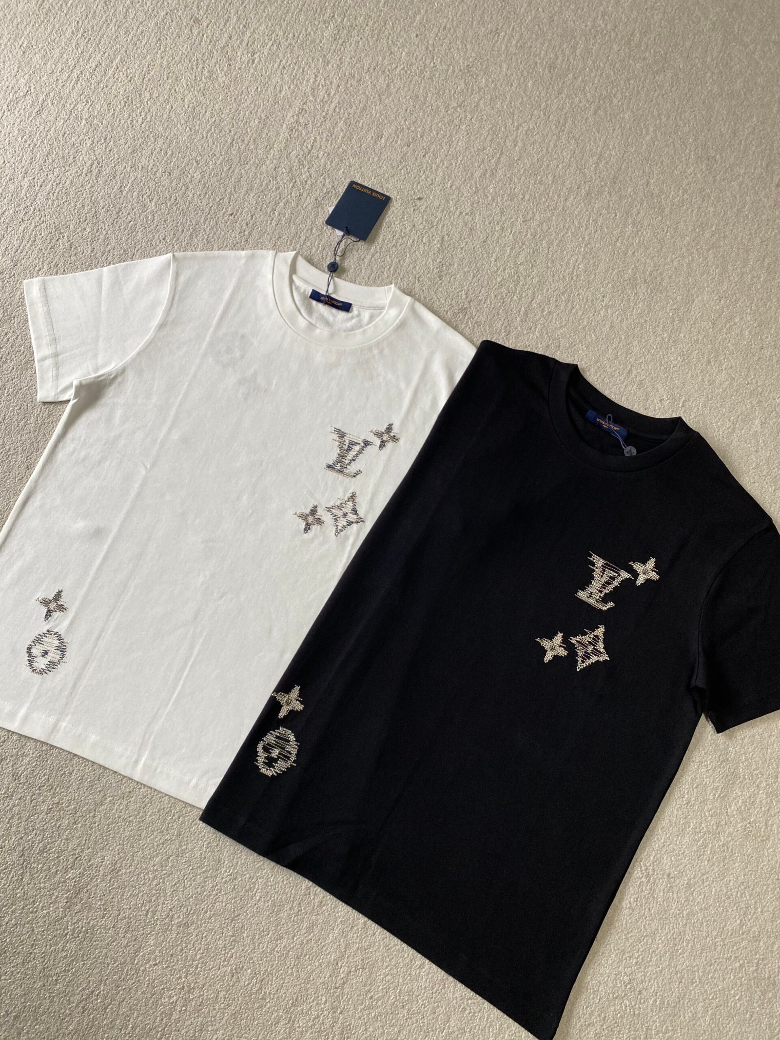 LU Striped Embroidery Round-neck Short-sleeve Shirt M6051206 - Image 10
