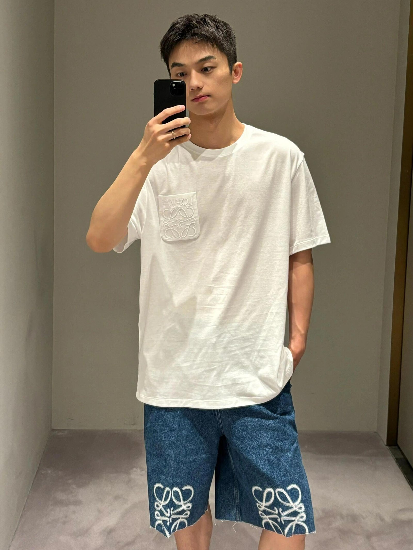 LOEWE 26SS Cotton Embroidered LOGO Logo Short-Sleeved T-shirtM6051405 - Image 6