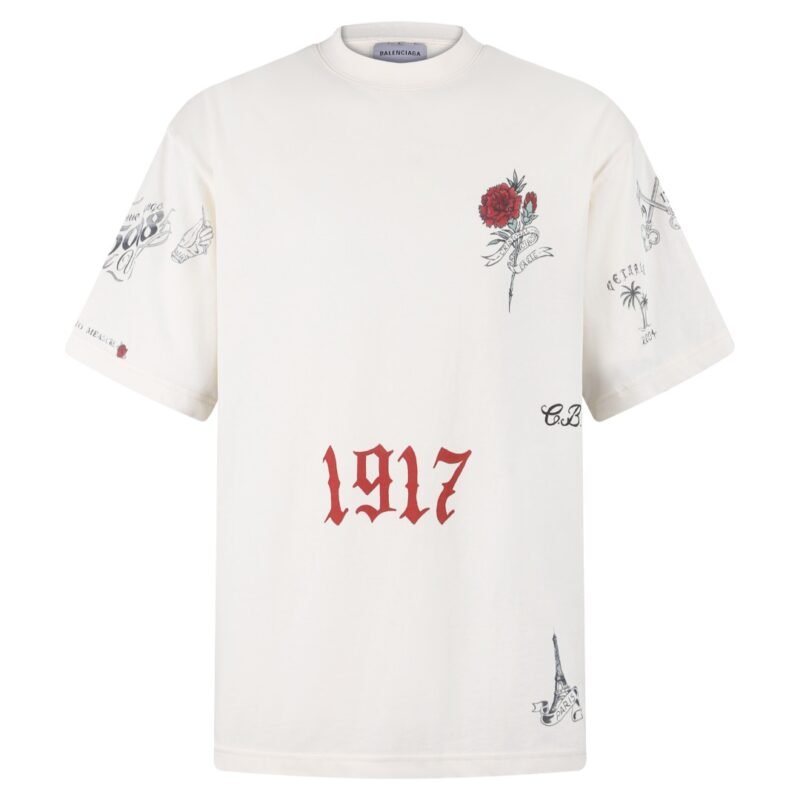 BALENCIAGA 2026 Spring/Summer Collection Tattoo Pattern Knit T-Shirt M6051906