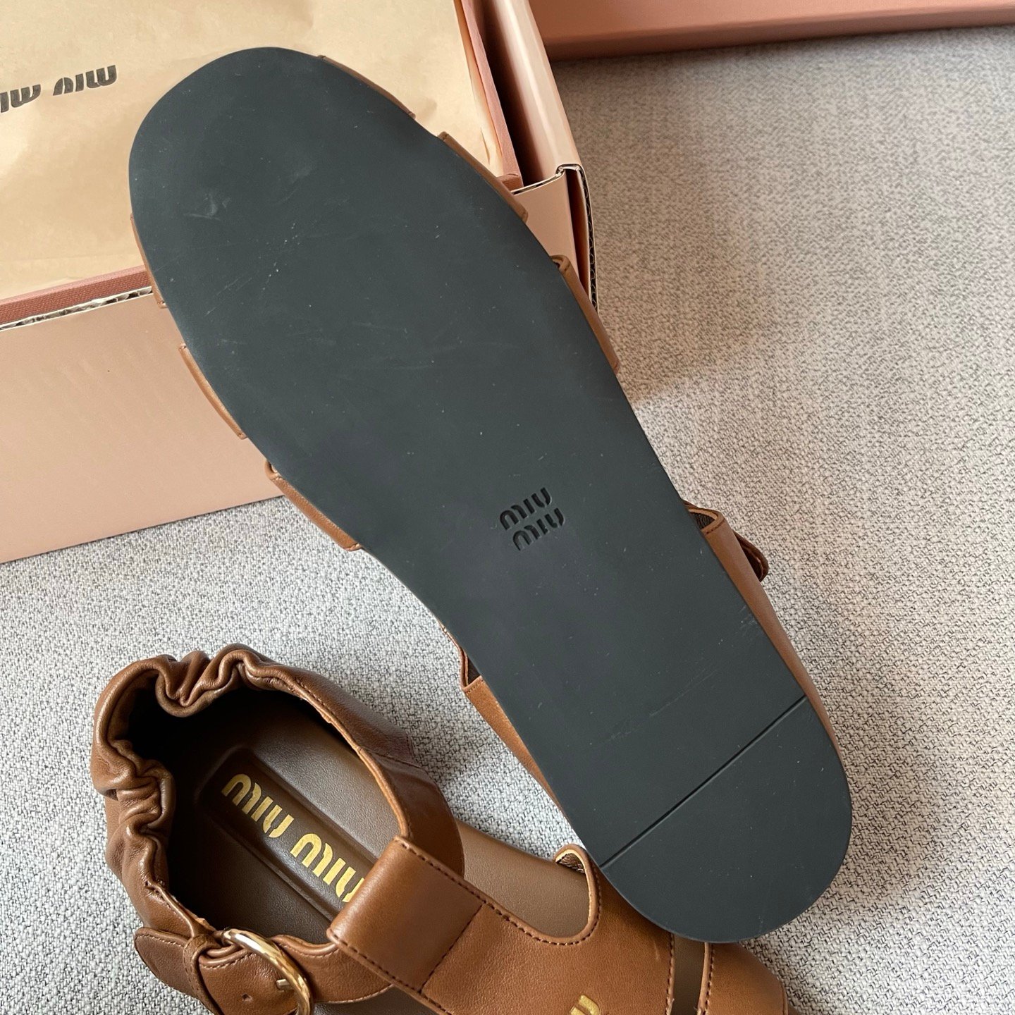 Miu Miu Ruches Nappa Leather Fisherman Sandals B6052101 - Image 7