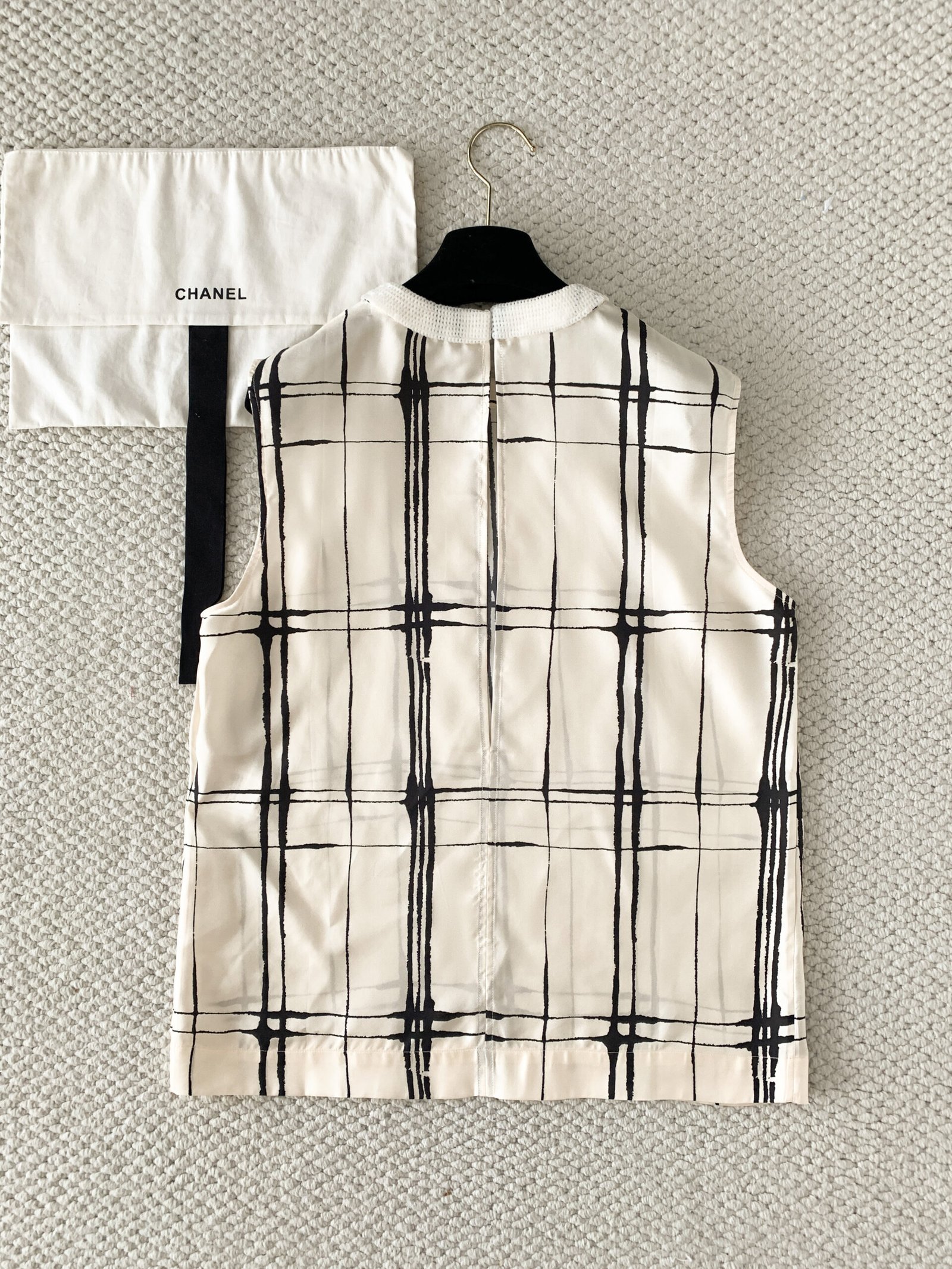 Chanel Top - Printed silk, ecru & black W6052501 - Image 3