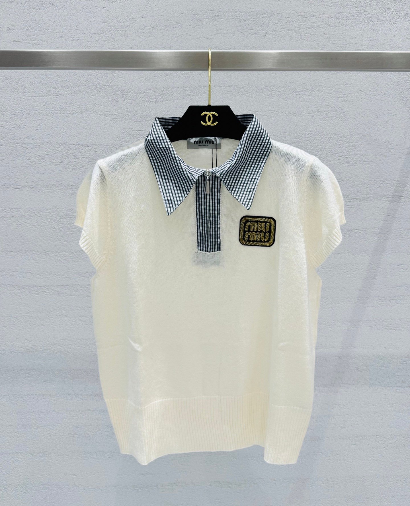 Miu Miu short-sleeved cashmere knit polo shirt W6052904 - Image 2
