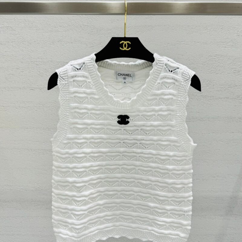 CHANEL Knitted V-Neck Top W6060104