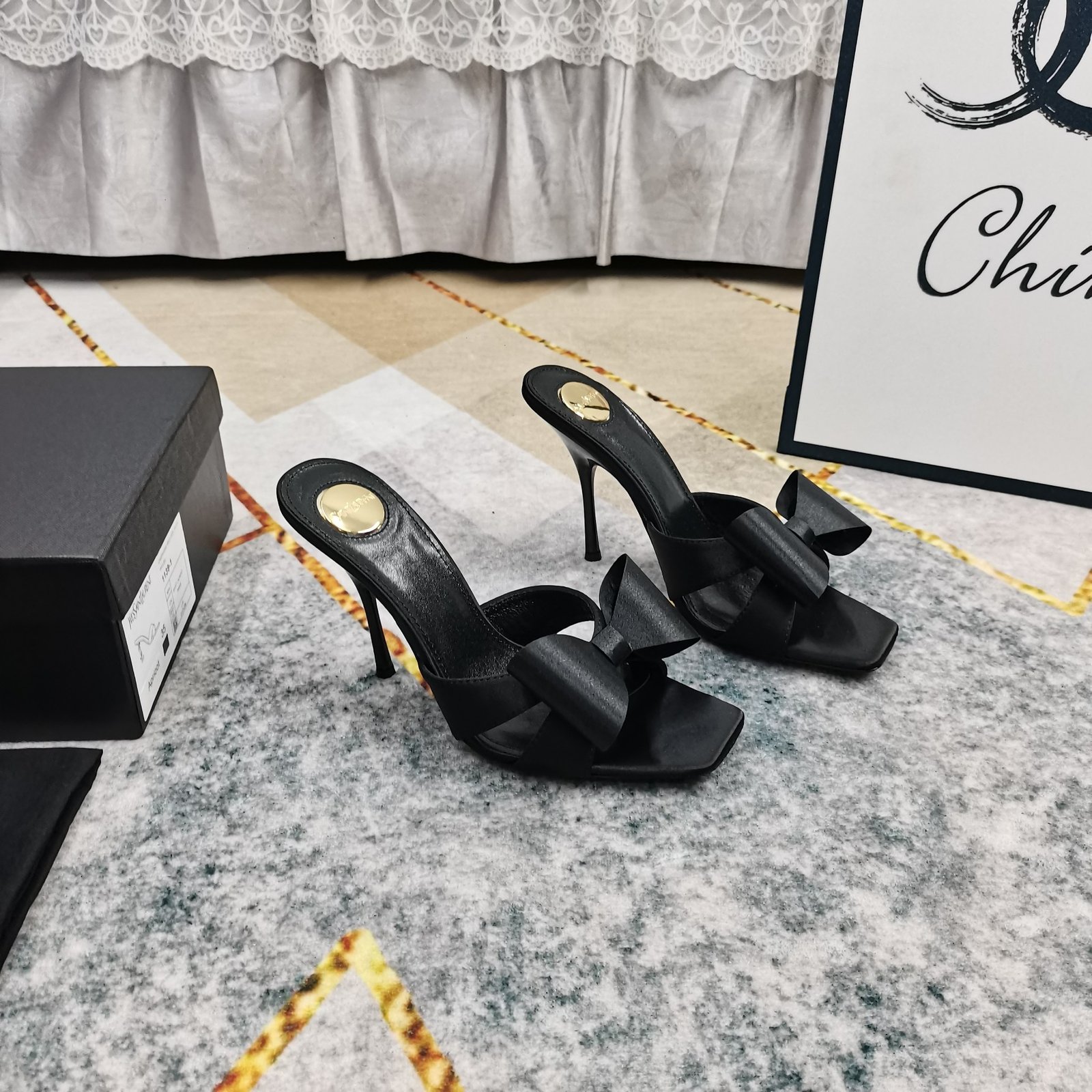 Saint Laurent Satin Muller Shoes B6060204 - Image 8