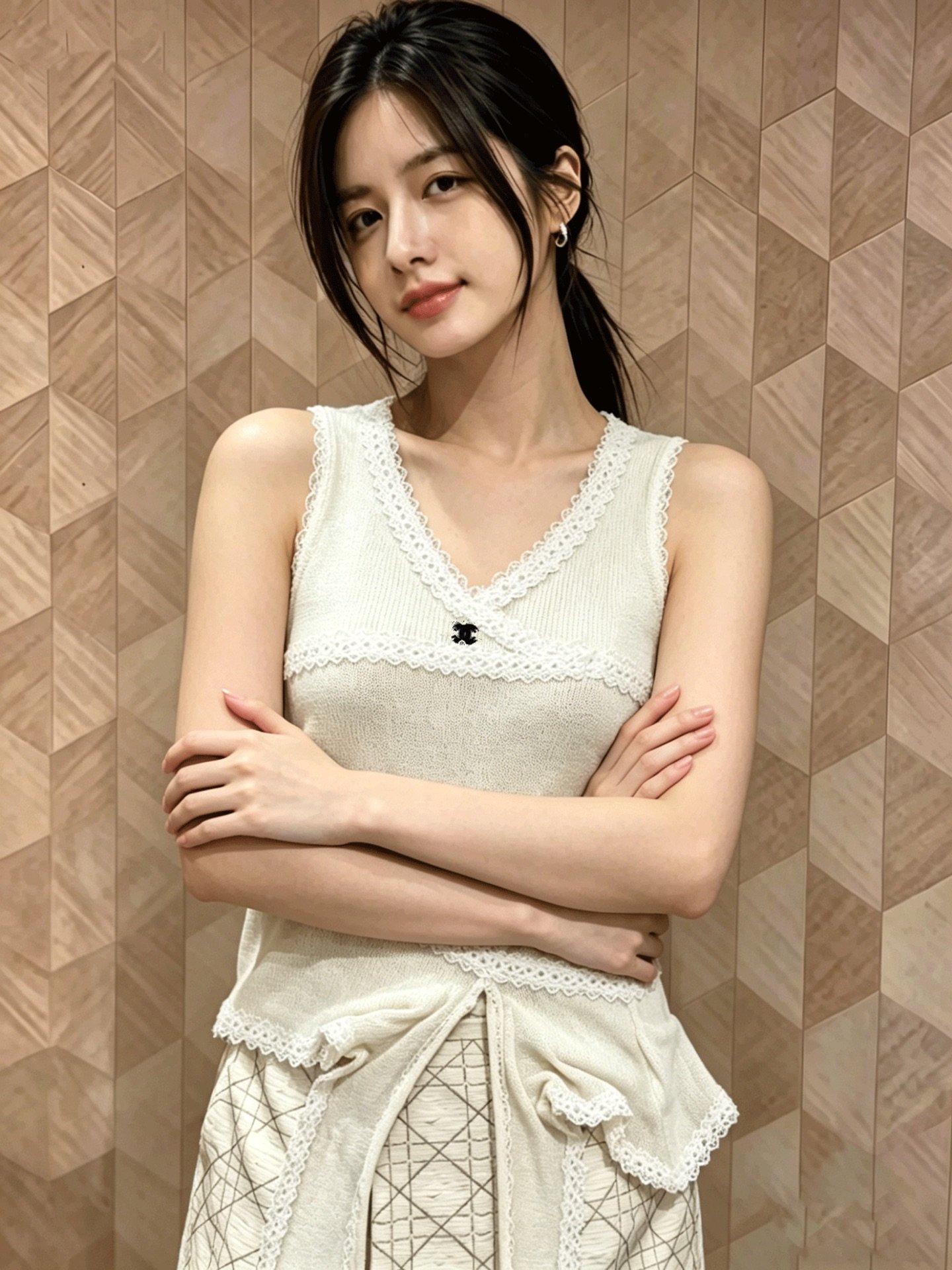 Chanel white lace-edged knitted tank top W6060404 - Image 6