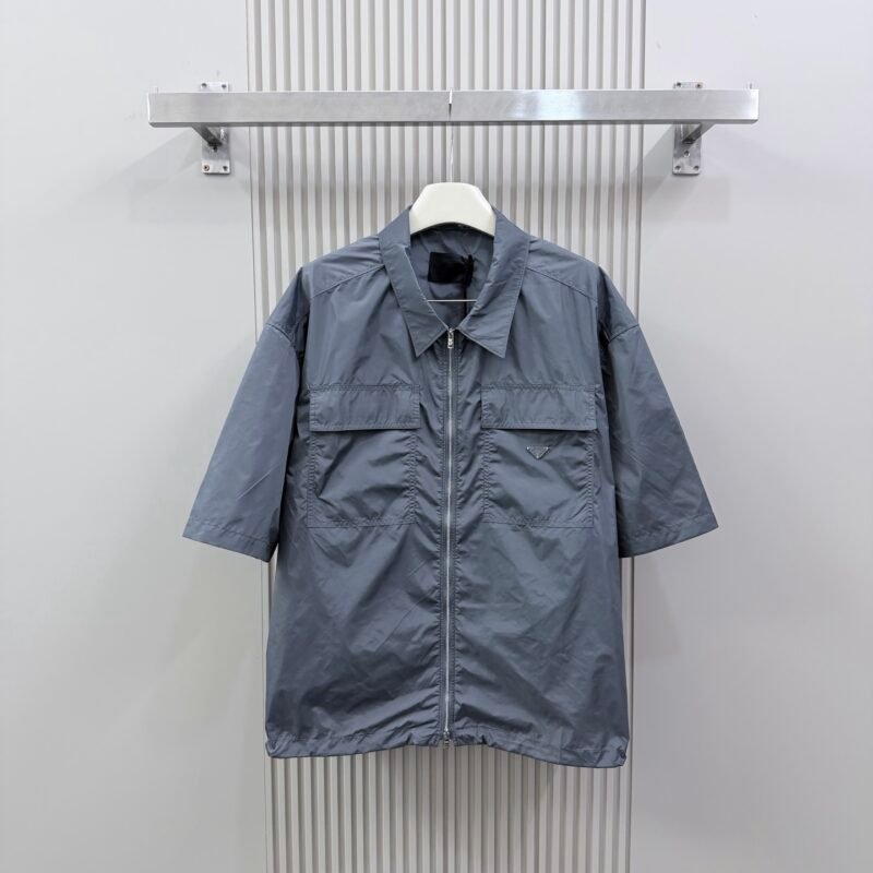 Prada  Solid-color Lightweight Nylon Zippered Short-Sleeved Shirt M6060501