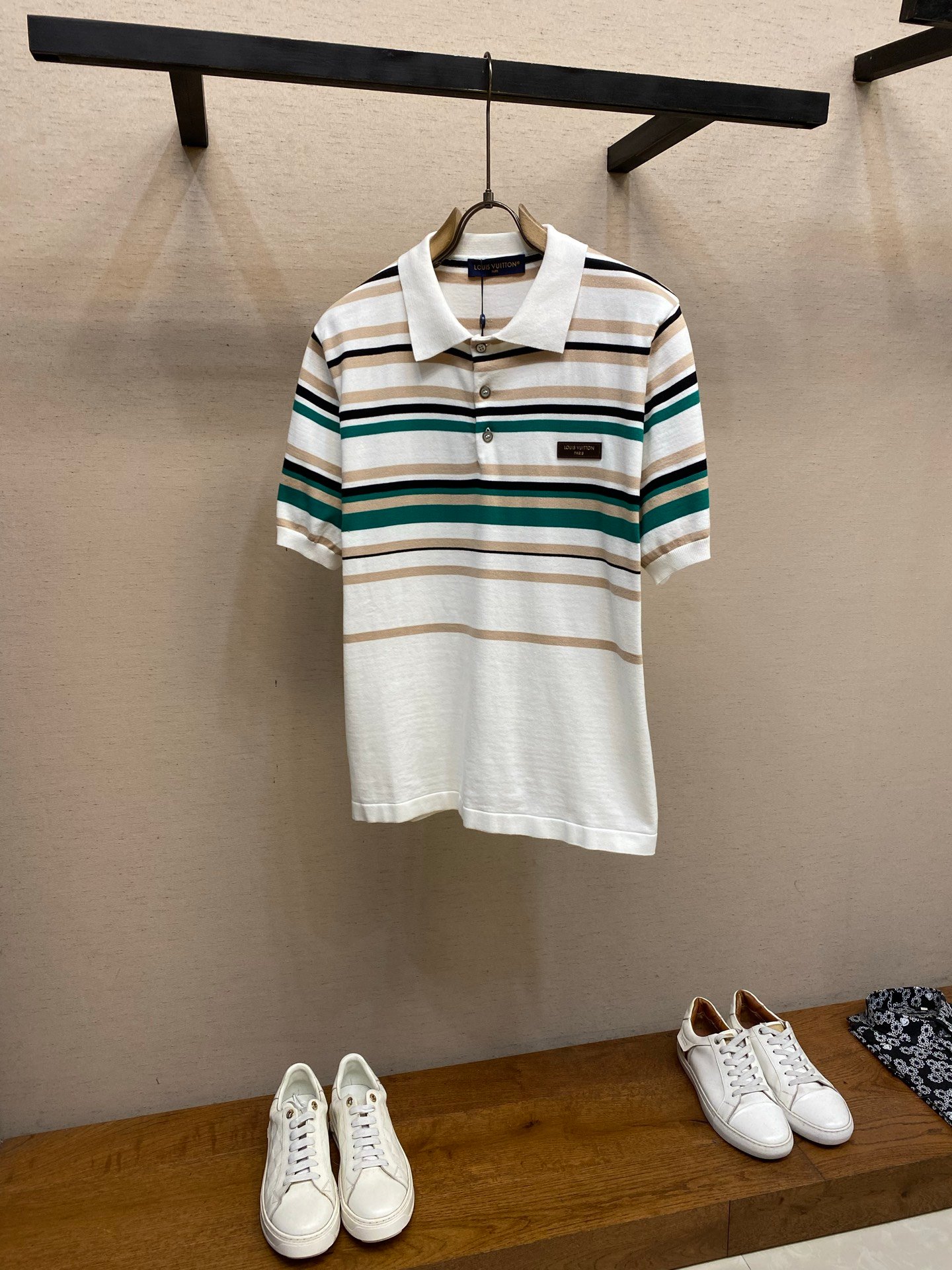 Louis Lettered Stripe Knit Short-Sleeved Polo Shirt M6060802