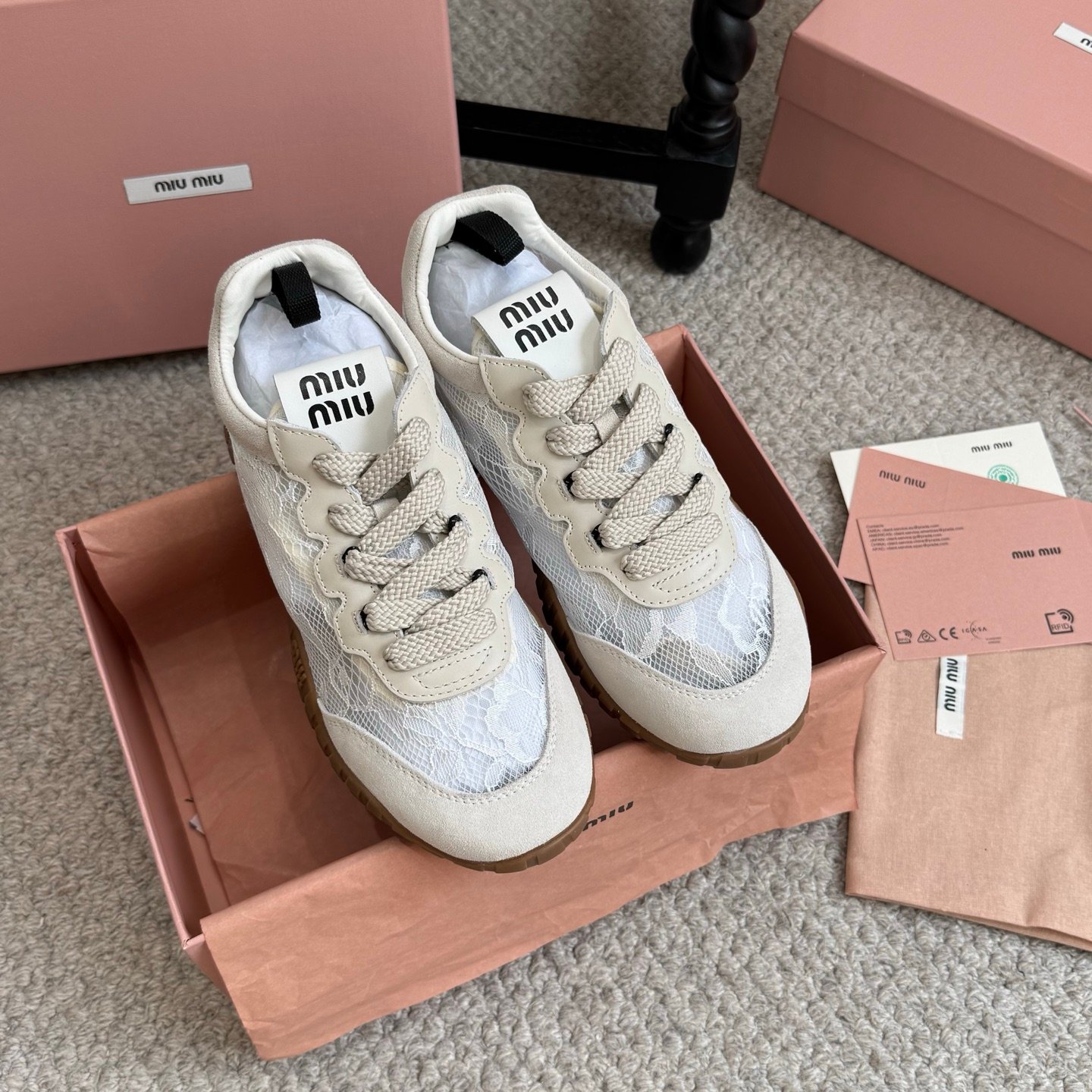 Miu Miu Tyre Mesh and Suede Striped Sneakers B6060901 - Image 5