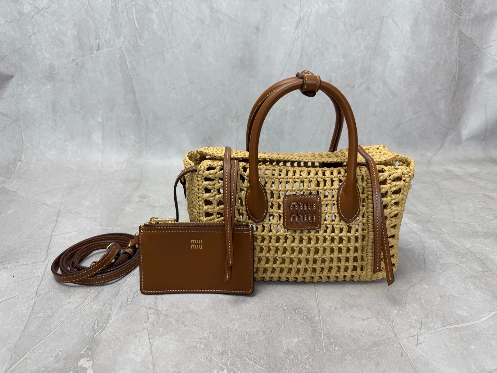 Miu Miu Raffia Top Handle Bag B6061102