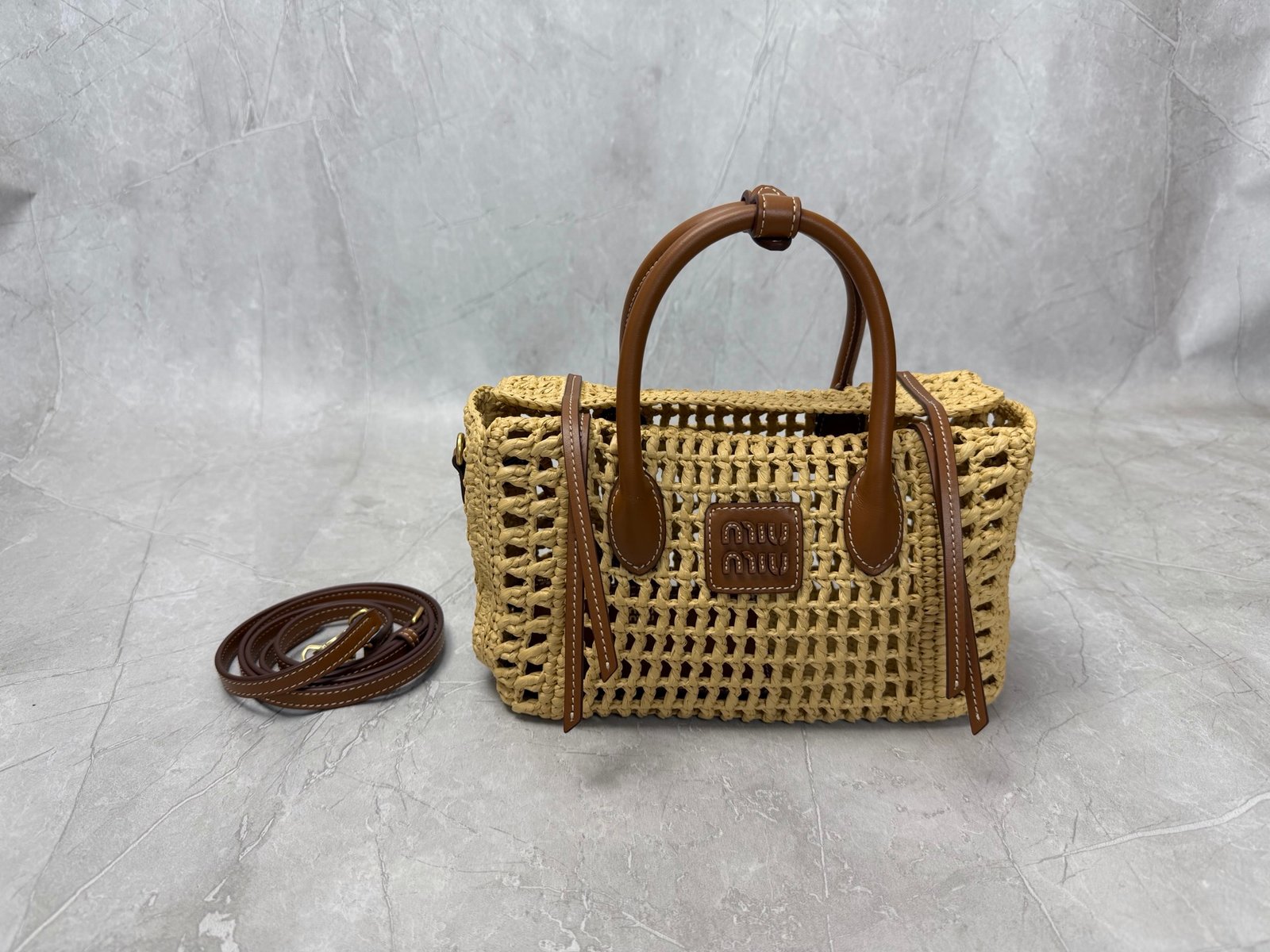 Miu Miu Raffia Top Handle Bag B6061102 - Image 3
